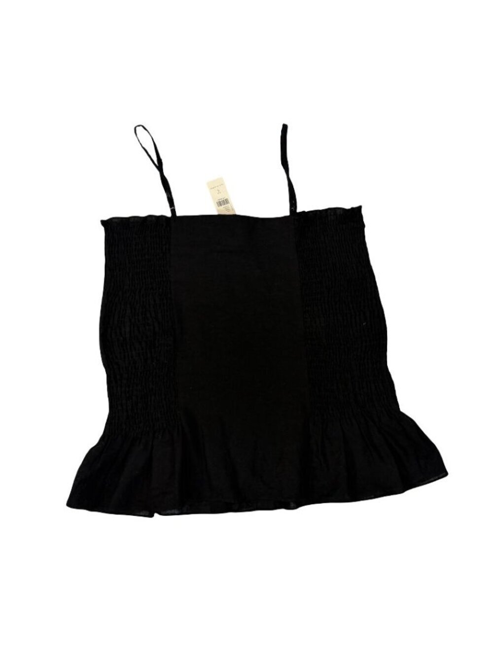 Anthropologie Women's Black Smocked Linen Blend Cami Top Size L Boho. - Picture 6 of 6